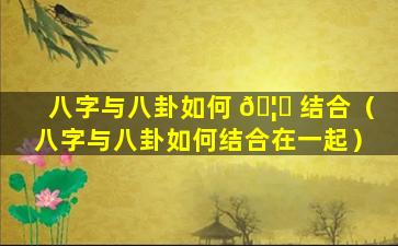 八字与八卦如何 🦍 结合（八字与八卦如何结合在一起）